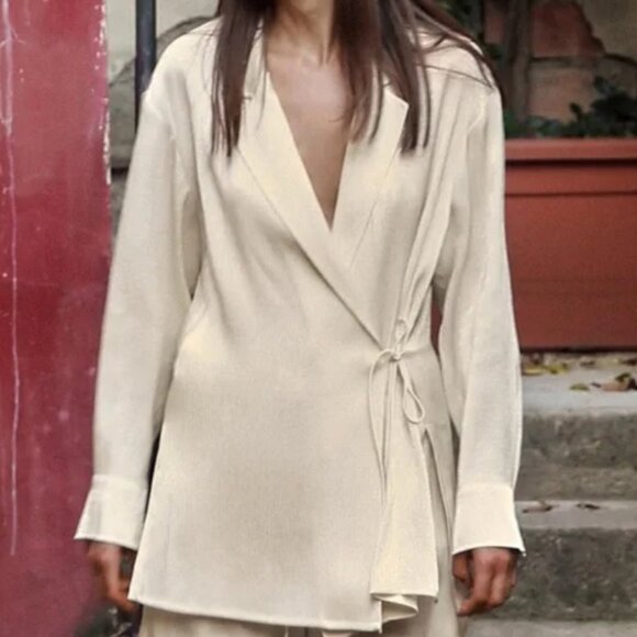 Satin Wrap Blazer-Blouse - Picture 2 of 2